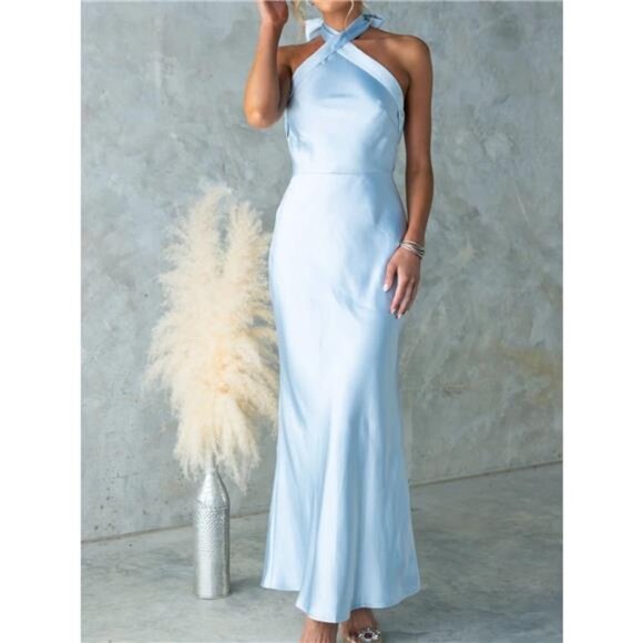 Backless Halter Neck Maxi Dress - Picture 1 of 15